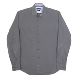 TOMMY HILFIGER Fitted Mens Plain Shirt Grey Long Sleeve M