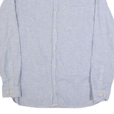 JACK & JONES Mens Shirt Blue Striped Long Sleeve L