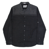 CALVIN KLEIN Slim Fit Mens Plain Shirt Black Long Sleeve XL