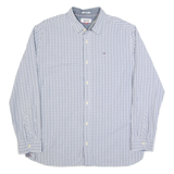 HILFIGER DENIM Mens Shirt Blue Check Long Sleeve XL