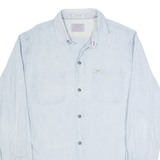 REPLAY Mens Plain Shirt Blue Long Sleeve M