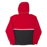 TOMMY HILFIGER Mens Puffer Jacket Red Hooded Colourblock S