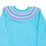 PEGGY STEGEMILLER Icelandic Style Womens Sweatshirt Blue 90s M