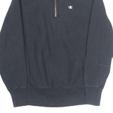 CHAMPION REVERSE WEAVE Mens Sweatshirt Black 1/4 Zip S
