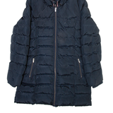 KANGOL Womens Puffer Jacket Blue Hooded UK 8