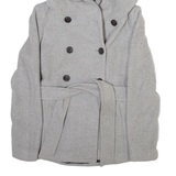 ZARA Womens Overcoat Jacket Grey Wool Hooded XS