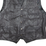 SABAH Mens Waistcoat Black Leather 90s L