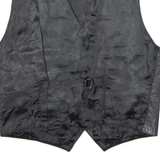 SABAH Mens Waistcoat Black Leather 90s L