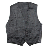 SABAH Mens Waistcoat Black Leather 90s L