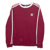 ADIDAS Womens T-Shirt Red Long Sleeve UK 10