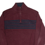 NAUTICA Mens Patterned Jumper Maroon Striped 1/4 Zip Tight Knit XL