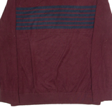 NAUTICA Mens Patterned Jumper Maroon Striped 1/4 Zip Tight Knit XL