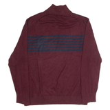 NAUTICA Mens Patterned Jumper Maroon Striped 1/4 Zip Tight Knit XL