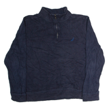 NAUTICA Mens Jumper Blue 1/4 Zip Tight Knit XL
