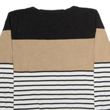 TOMMY HILFIGER Womens Patterned Jumper Black Striped Tight Knit L