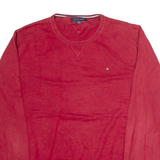 TOMMY HILFIGER Mens Jumper Red Tight Knit 2XL