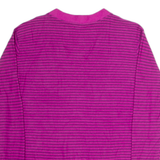TOMMY HILFIGER Womens Patterned Jumper Purple Striped V-Neck Tight Knit S
