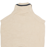 LACOSTE Mens Vest Beige V-Neck Cable Knit Sleeveless Wool L