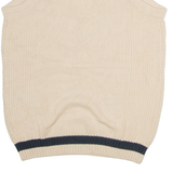LACOSTE Mens Vest Beige V-Neck Cable Knit Sleeveless Wool L