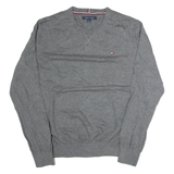 TOMMY HILFIGER Mens Jumper Grey Tight Knit L