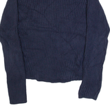 TOMMY HILFIGER Womens Jumper Blue V-Neck Tight Knit M