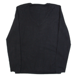 TOMMY HILFIGER Womens Patterned Jumper Black Polka Dot V-Neck Tight Knit M