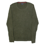 TOMMY HILFIGER Womens Jumper Green Cable Knit L