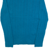 TOMMY HILFIGER Womens Jumper Blue V-Neck Cable Knit L