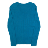 TOMMY HILFIGER Womens Jumper Blue V-Neck Cable Knit L
