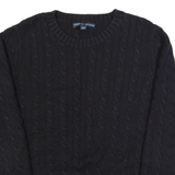 TOMMY HILFIGER Womens Jumper Black Cable Knit XL