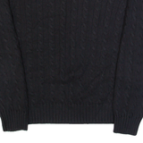 TOMMY HILFIGER Womens Jumper Black Cable Knit XL