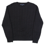 TOMMY HILFIGER Womens Jumper Black Cable Knit XL