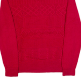 CHAPS Mens Patterned Jumper Red Button Neck Chunky Knit S