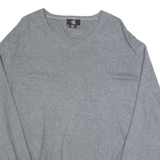 CALVIN KLEIN Mens Jumper Grey V-Neck Tight Knit L