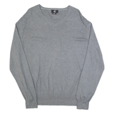 CALVIN KLEIN Mens Jumper Grey V-Neck Tight Knit L