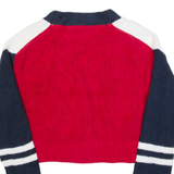 TOMMY JEANS Cropped Womens Patterned Cardigan White V-Neck Tight Knit S