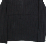 LAUREN RALPH LAUREN Womens Jumper Black 1/4 Zip Tight Knit L