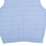 CHAPS Mens Patterned Vest Blue Striped V-Neck Tight Knit Sleeveless L