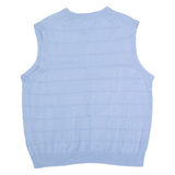 CHAPS Mens Patterned Vest Blue Striped V-Neck Tight Knit Sleeveless L