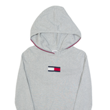 TOMMY JEANS Cropped Hooded Womens Jumper Grey Tight Knit M
