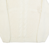 BB GEORGIA Womens Aran Jumper White 90s Chunky Knit S