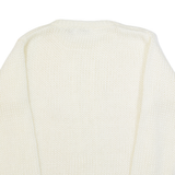 BB GEORGIA Womens Aran Jumper White 90s Chunky Knit S