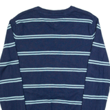 TOMMY HILFIGER Mens Patterned Jumper Blue Striped V-Neck Tight Knit M