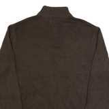 CHAPS Mens Patterned Jumper Brown 1/4 Zip Tight Knit L
