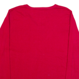 TOMMY HILFIGER Womens Jumper Red V-Neck Tight Knit XL