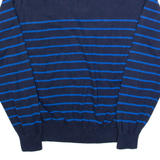 CHAPS Mens Patterned Jumper Blue Striped Button Neck Tight Knit XL