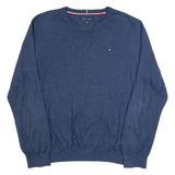 TOMMY HILFIGER Mens Jumper Blue Tight Knit L