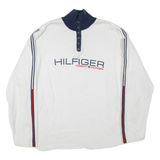 TOMMY HILFIGER Womens Jumper White Button Neck Tight Knit XL