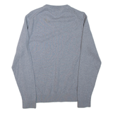 TOMMY HILFIGER Mens Jumper Grey V-Neck Tight Knit L