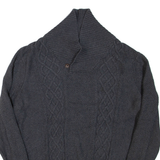 NAUTICA Mens Jumper Grey Button Neck Cable Knit S
